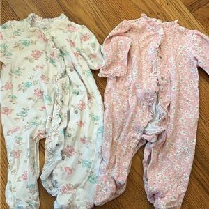 Little Me Baby Girls Floral One-Piece Sleepers - Pink & Cream (2-Pack)